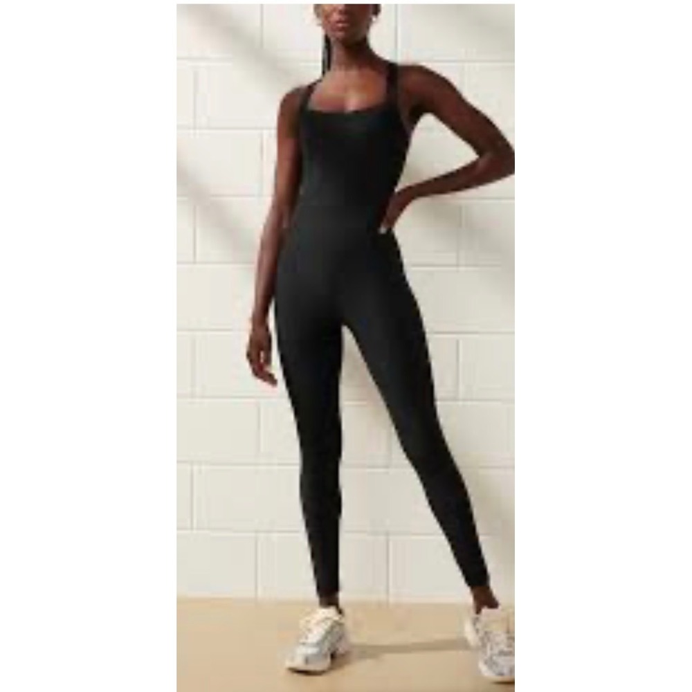 YPB sculptLUX Bodysuit Womens Small Black Crisscross Back Activewear Jumpsuit